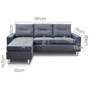Artiss 4 Seater Fabric Couch Modular Sofas - Grey