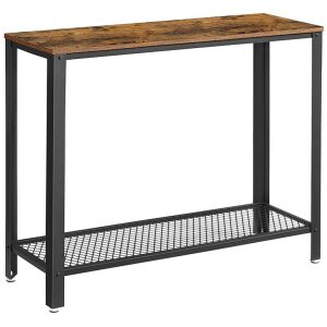 Console Table Metal Frame Rustic Brown