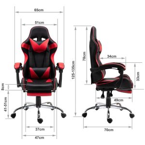 Gaming Office Chair Computer PU Executive Racing Recliner Back Foot Rest White