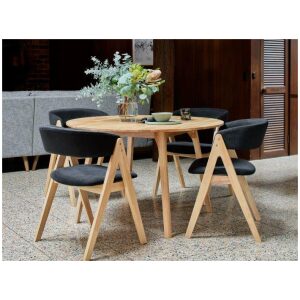 Oslo Round Dining Set | Hardwood Table & Chairs | Solid Timber | 5 Pieces | Shop Online or Instore | B2C Furniture