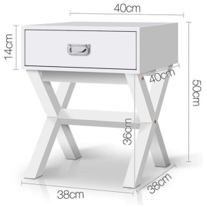 Timber Bedside Table - White