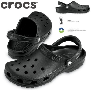 Crocs Classic Clogs Roomy Fit Sandal Clog Sandals Slides Waterproof - Black