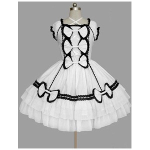 Rococo Lolita Dress OP White Short Sleeve Cotton Lolita One Piece Dress