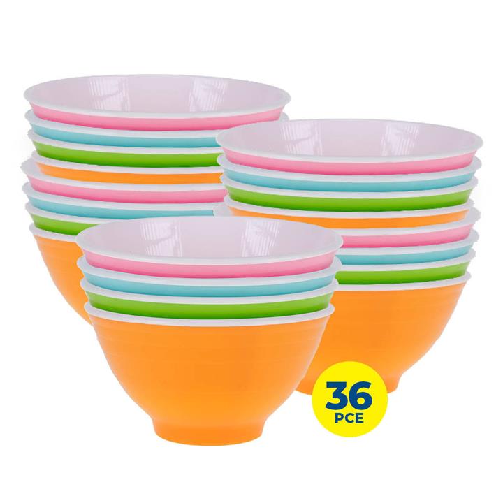 Party Central 36PCE Coloured Bowls Reusable Lightweight Durable High Quality