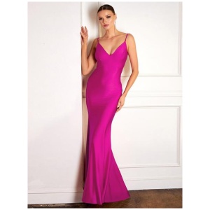 Bridesmaid Dress Mermaid Floor-Length Zipper Elastic Silk Like Satin Wedding Party Dress