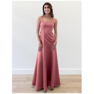 Bridesmaid Dresses A-Line Floor-Length Zipper Satin Fabric Wedding Party Dress