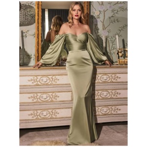 Bridesmaid Dresses Satin Fabric Sheath Floor-Length Wedding Party Dress