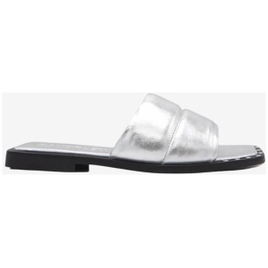 Caverley Sale | Women's Georgie Slide Silver | Black / EU 39 | Leather Slides | Afterpay Available