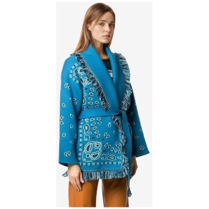 Jacquard Cardigans Paisley Inspired Tassel Trim Belted Wool Blend Boho Sweater