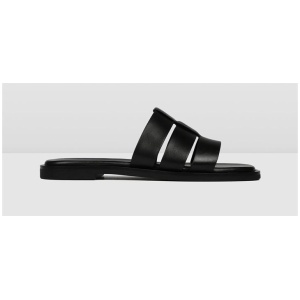 Jo Mercer Sale | Women's SARITA FLAT SLIDES BLACK Leather | EU 36 | Leather Slides | Afterpay Available