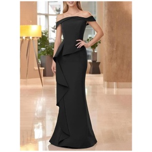 Party Dress For Mother Of The Bride Bateau Neck Sleeveless Mermaid Ruffles Floor-Length Wedding Guest Dresses