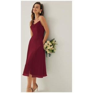 Short Bridesmaid Dress Chiffon Sleeveless Zipper Square Neck Wedding Party Dresses