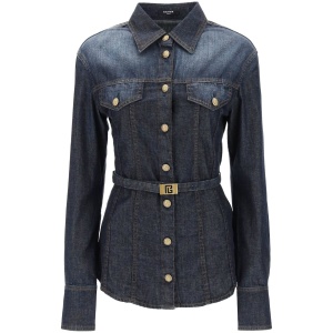 BALMAIN belted denim shirt