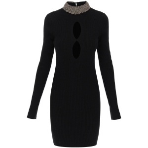 GIUSEPPE DI MORABITO knitted mini dress with jewel collar