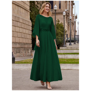 Party Dress For Mother Of The Bride Jewel Neck Half Sleeves A-Line Ankle-Length Wedding Guest Dresses