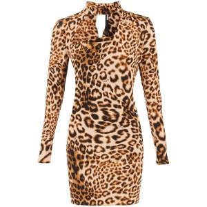 ROTATE leopard printed jersey mini dress