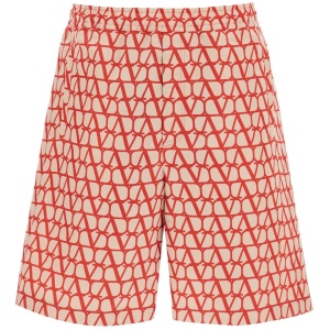 VALENTINO shorts in silk faille with toile iconographe motif