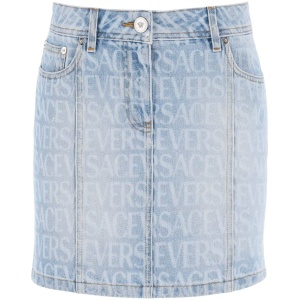 VERSACE monogram denim mini skirt