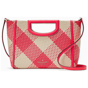 Alexia Oversized Woven Gingham Crossbody Clutch