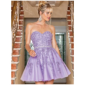 Blue Homecoming Dress Short Strapless Applique Lace Graduation Party Outfits Free Customization