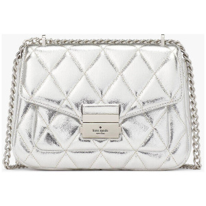 Carey Metallic Quilted Leather Small Flap Shoulder Bag