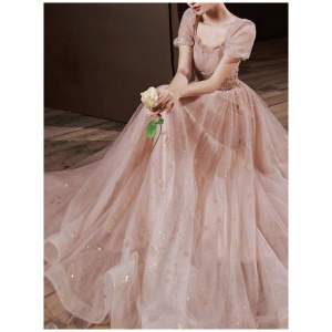 Evening Dress A-Line Sweetheart Neck Tulle Floor-Length Pleated Formal Dinner Dresses