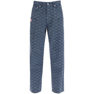 KENZO monkey workwear jeans with seigaiha print