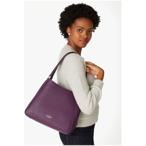 Leila Pebbled Leather Medium Triple Compartmnet Shoulder Bag