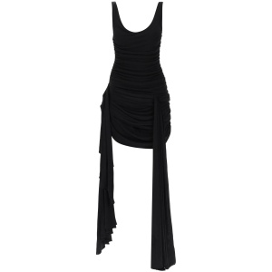 MUGLER draped mini dress with side trains