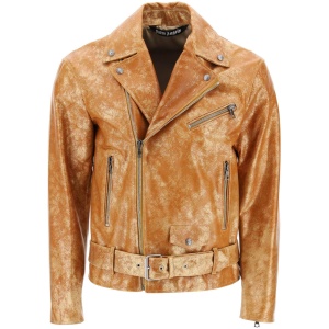 PALM ANGELS pa city biker jacket in laminated leather