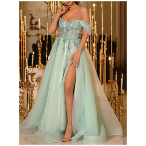 Prom Dress A-Line Sweetheart Neck Tulle Split Front Party Dresses