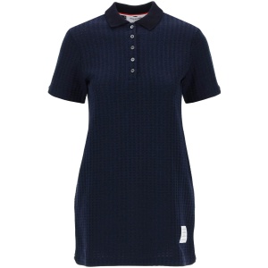 THOM BROWNE mini jacquard knit polo dress in