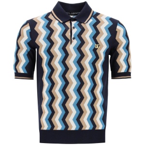 DOLCE & GABBANA silk polo shirt with zigzag in