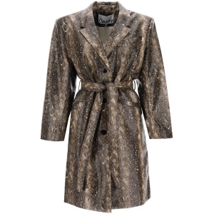 GANNI snake-effect faux leather trench coat