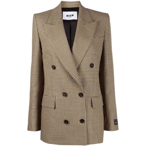 MSGM check motif double-breasted blazer