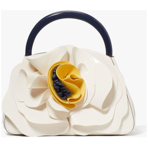 Flora Patent Leather 3D Flower Top-Handle Bag