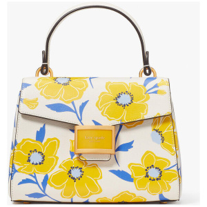 Katy Sunshine Floral Textured Leather Small Top-Handle Bag