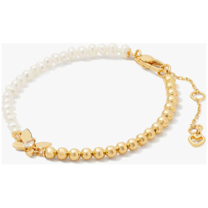 Social Butterfly Pearl And Gold Bead Bracelet