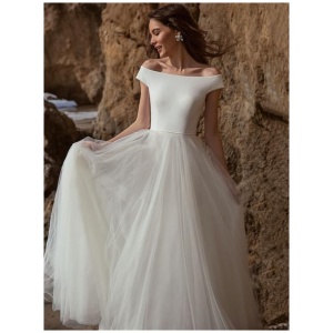 White Simple Causal Wedding Dress 2024 A-Line Bateau Neck Off-Shoulder Sleeveless line Pleated Tulle Bridal Dresses Free Customization