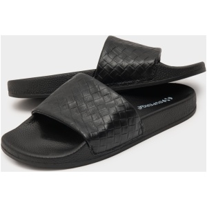 Womens 1908 Woven Leather Slides in Black