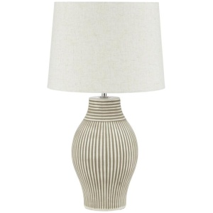 Tato Ceramic Table Lamp - Beige & White by Interior Secrets - AfterPay Available