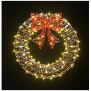0.6M Christmas Lights 160 LED Motif Solar Wreath Xmas Decorations Jingle Jollys