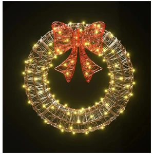 0.6M Christmas Lights 160 LED Motif Solar Wreath Xmas Decorations Jingle Jollys