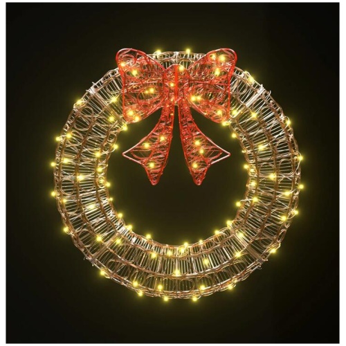 0.6M Christmas Lights 160 LED Motif Solar Wreath Xmas Decorations Jingle Jollys