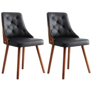 1 Set of 2 Dining Chairs Black PU