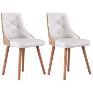 1 Set of 2 Dining Chairs White PU