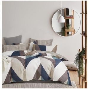 100% Cotton Oliver Reversible Printed Quilt Cover Set - Queen Size