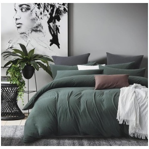 100% Jersey Cotton Quilt Cover Set - Green - Single