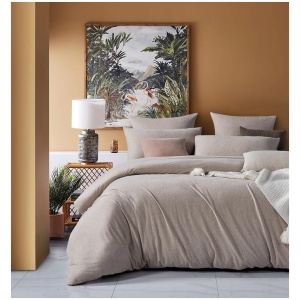 100% Jersey Cotton Quilt Cover Set - Natural - Queen
