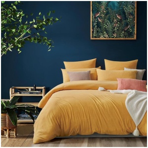 100% Jersey Cotton Quilt Cover Set - Yellow - Super King